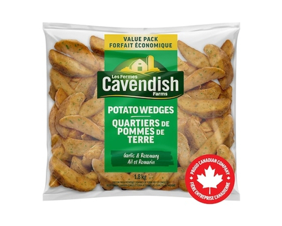 Les Fermes Cavendish Quartiers de pommes de terre à l’ail et au romarin format club - 1.8 KG