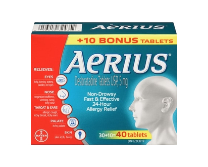 Aerius Allergy Medicine, Fast Relief, 24-Hour, Non-Drowsy - 40.0 EA