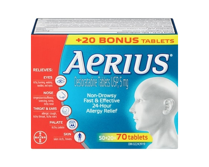 Aerius Allergy Medicine, Fast Relief, 24-Hour, Non-Drowsy - 70.0 EA