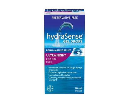 hydraSense Night Therapy Eye Drops, For Dry Eyes, Fast and Long-Lasting Relief, Preservative Free, Naturally Sourced Lubricant, 10 mL - 10 ML