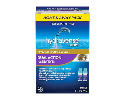 hydraSense Dual Action Eye Drops, For Dry Eyes, Preservative Free, Clinically Proven Dual Action Formula, Naturally Sourced Lubricant, With Phospholip