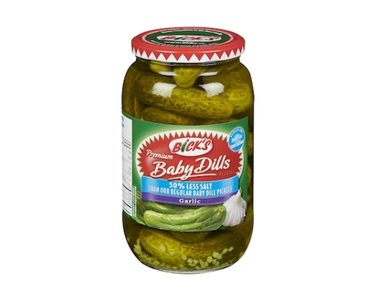 Bicks Premium Baby Dills Pickles Less Salt, Garlic - 1.0 L