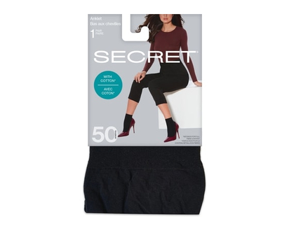 Secret Collection Bas aux chevilles opaque en coton- TAILLE UNIQUE - 1 CHA