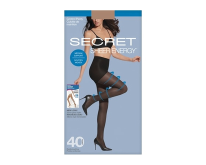 Secret Collection Sheer Control Top Panty Medium Support w/Reinforced Toe - B - 1 EA