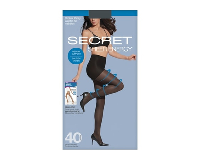 Secret Collection Sheer Control Top Panty Medium Support w/Reinforced Toe - D - 1 EA
