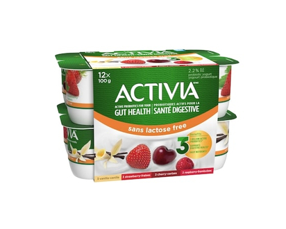 Activia Probiotic Yogurt, Lactose Free, Vanilla/Raspberry/Cherry/Strawberry - 100.0 G
