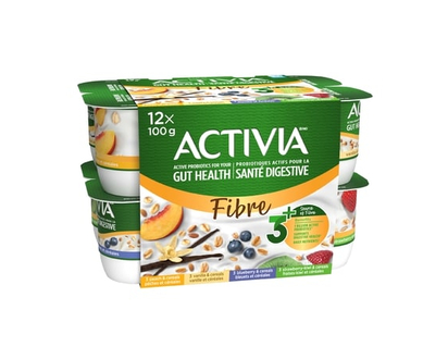 Activia Probiotic Yogurt, Fibre, Peach/Blueberry/Vanilla/Strawberry-Kiwi - 1140.0 G