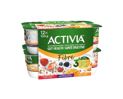 Activia Probiotic Yogurt, Fibre, Strawberry, Wildberry, Mango - 1140.0 G