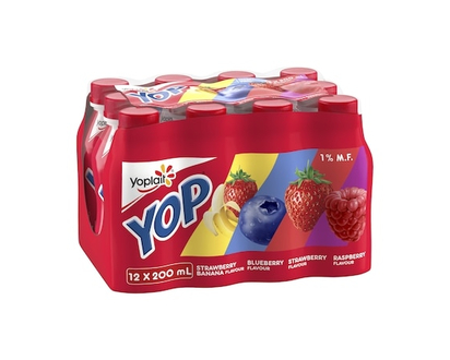 Yoplait Yop 1% Drinkable Yogurt Pack, Strawberry, Blueberry, Raspberry, and Strawberry Banana, Yogurt Drinks - 200.0 ML