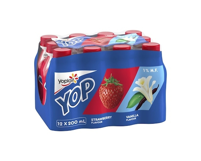 Yoplait Yop 1% Drinkable Yogurt Pack, Strawberry and Vanilla, Yogurt Drinks - 2400 ML