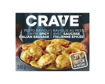 Crave Pesto Ravioli With Spicy Italian Sausage - 340.0 G