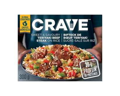 Crave Sweet & Savoury Teriyaki Beef Steak On Rice Frozen Meal - 300.0 G
