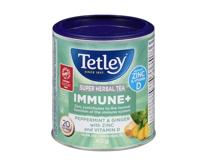 Tetley Super Herbal Tea Immune+ Peppermint & Ginger With Zinc And Vitamin D - 20 EA