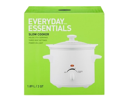 Everyday Essentials Everyday Essentials Compact 2 QT Slow Cooker with 3 heat settings, 3 to 5 servings, Keep Warm Function, White - 1.0 EA