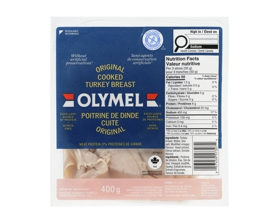 Olymel Poitrine de dinde cuite originale - 400.0 G
