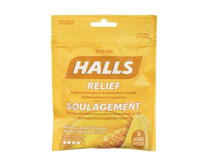 Halls Honey Lemon Bag - 14.0 EA
