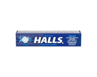 Halls Regular Cough Drops, Throat Lozenges, Sore Throat Relief, Mentho-Lyptus - 9.0 EA