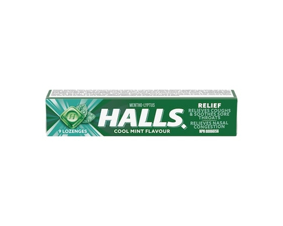 Halls Cool Mint Flavour Cough Drops, Soothes Sore Throats, 9 Count - 9.0 EA