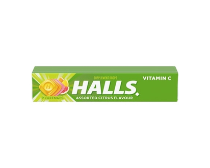 Halls Vitamin C Assorted Citrus Flavour Cough Drops, 9 count - 9.0 EA