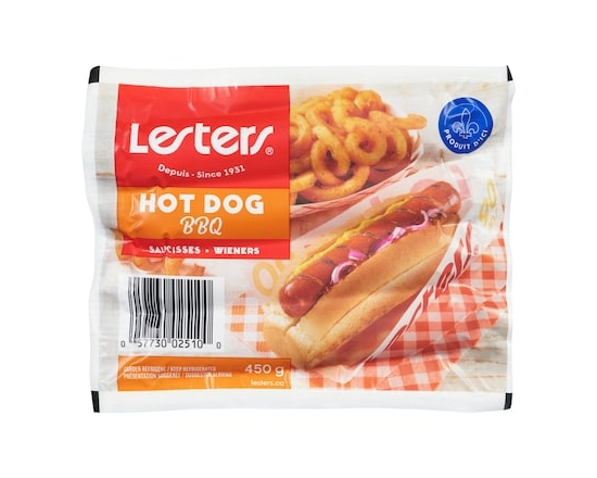 Lesters Hot dog saucisses bbq - 450.0 G
