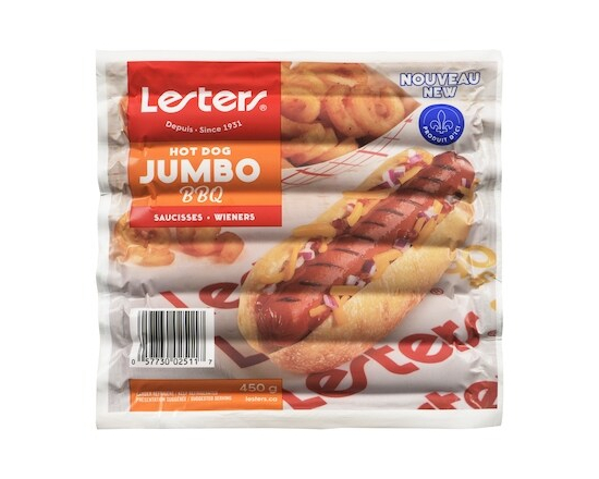 Hot dog saucisses jumbo bbq - 450.0 G