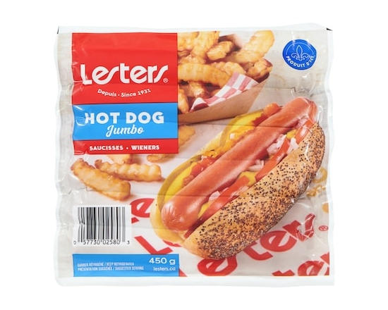 Lesters Saucisses hot dog jumbo - 450.0 G