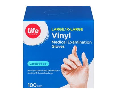 Life Brand Vinyl Medical Exam Gloves 100ct L/XL - 100 EA