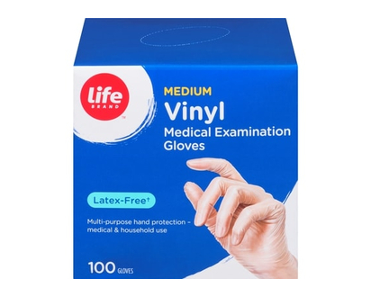 Life Brand Vinyl Medical Exam Gloves 100ct M - 100 EA