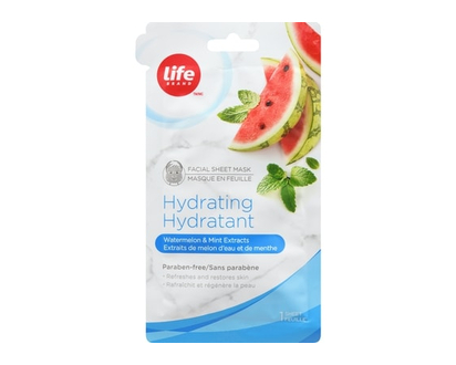 Life Brand Hydratant masque en feuille, extraits de melon d'eau et de menthe - 1 CHA