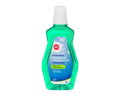 Life Brand  Antibacterial Mouthwash, Fresh Mint - 1.0e3 ML