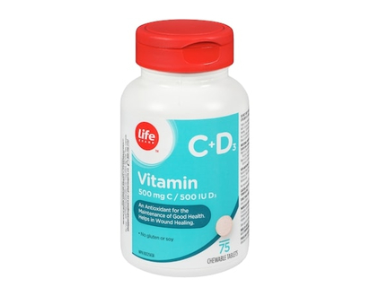 Life Brand Vitamin C+D3 500mg C/ 500 IU D3 - 75 TAB