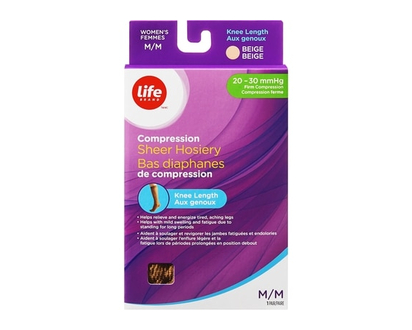 Life Brand Bas diaphane de compression aux genoux M 20-30 - 1 CHA