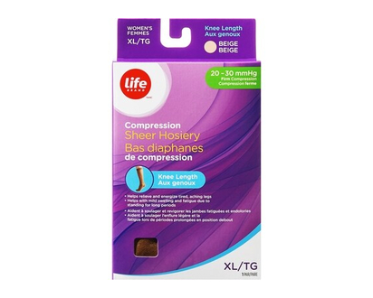 Life Brand Bas diaphane de compression aux genoux XL 20-30 - 1 CHA