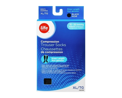 Life Brand LB Sheer Hosiery Knee High Black X Large 15-20 Compression - 1 EA
