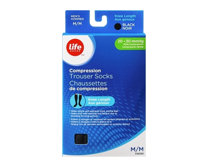 Life Brand LB Sheer Hosiery Knee High Black Medium 20-30 Compression - 1 EA