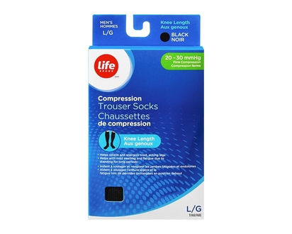 Life Brand LB Sheer Hosiery Knee High Black Large 20-30 Compression - 1 EA