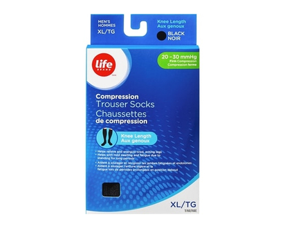 Life Brand Bas diaphane de compression aux genoux XL 20-30 - 1 CHA