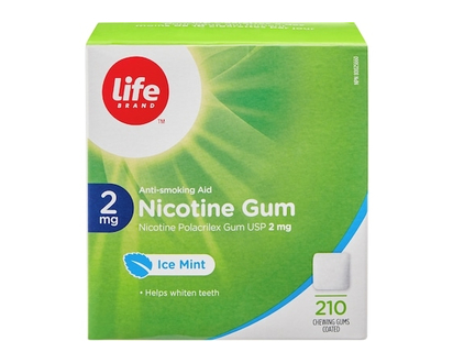 Life Brand Nicotine Gum 2 mg, Ice Mint - 210.0 EA
