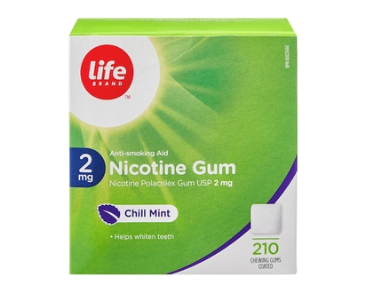 Life Brand Nicotine Gum 2 mg, Chill Mint - 210.0 EA