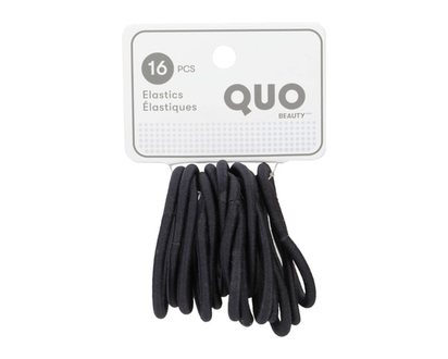 Quo Beauty 16 Pack Silicone Elastics Black - 16.0 EA