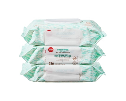 Life Brand Unscented Baby Wipes - 216 EA