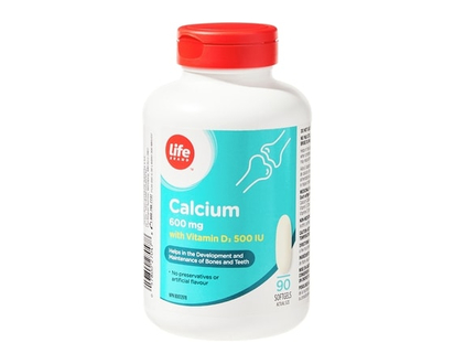 Life Calcium 600 mg avec vitamine D3 500 UI, 90 gélules - 90.0 EA