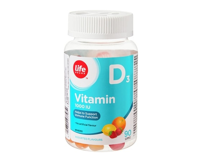 Life Vitamine D3 à 1 000 UI saveurs assorties, 90 gélifiés - 90.0 EA