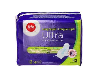 Life Brand Long Super Ultra Thin Pads 42 Pack - 42.0 EA