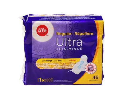 Life Brand Regular Ultra Thin Pads 46 Pack - 46.0 EA