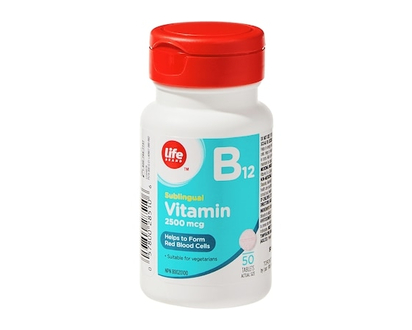 Vitamine B12 sublinguale à 2 500 mcg, 50 comprimés - 50.0 EA