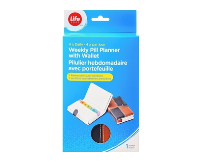 Life Brand 4 x WEEKLY PILL PLANNERWITH WALLET - 1 EA