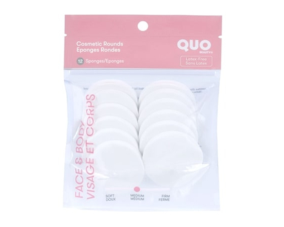 Quo Beauty Cosmetic Rounds 12 Sponges - 1.0 EA