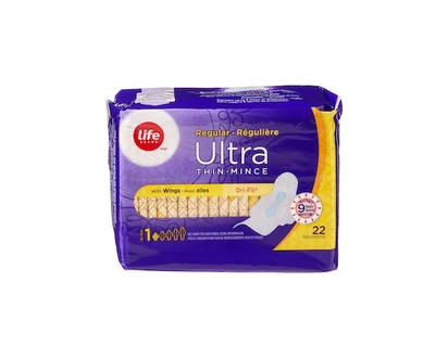 Life Brand Regular Ultra Thin Pads 22 Pack - 22.0 EA