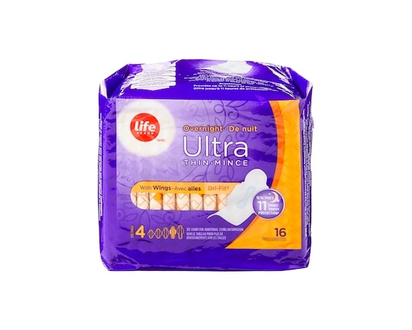 Life Brand Overnight Ultra Thin Pads 16 Pack - 16.0 EA
